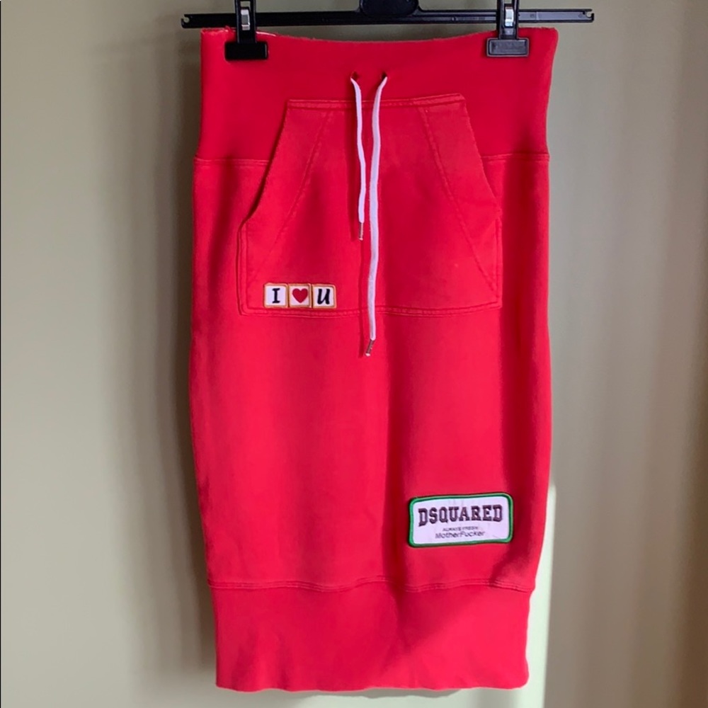 Dsquared Red distressed cotton skirt sz S Italy